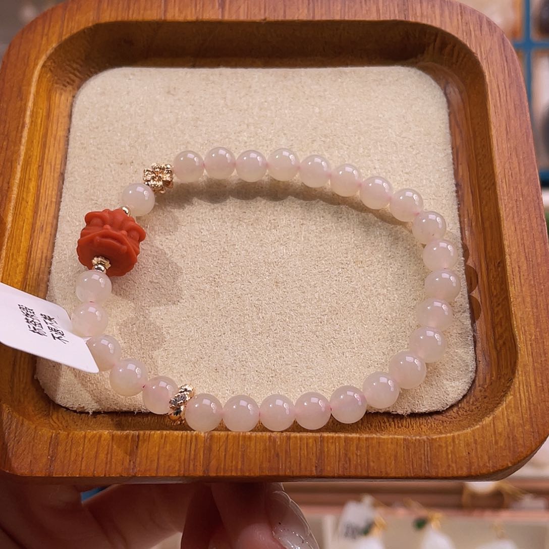 合金手串和田玉纯天然藕色手串