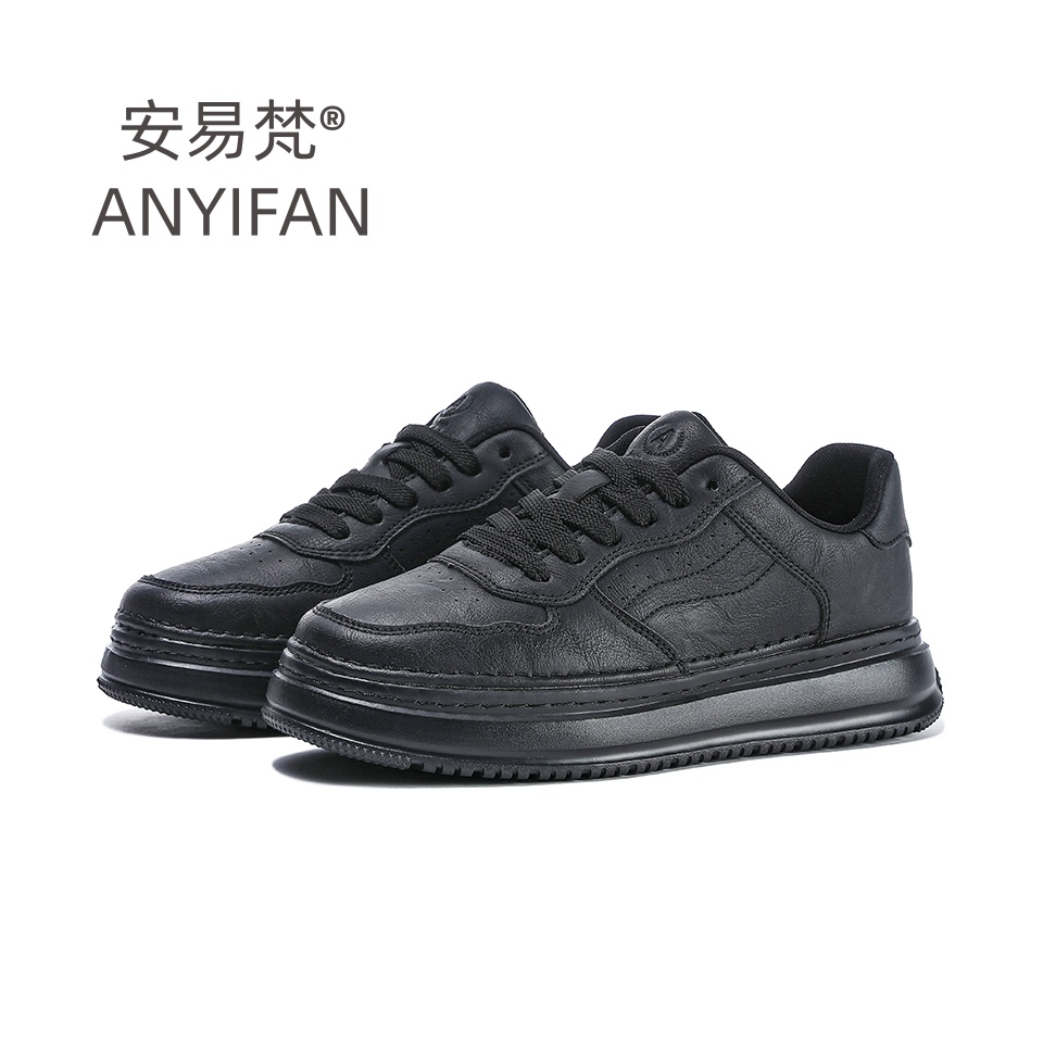 ANYIFAN/头层牛皮新款男鞋运动休闲皮鞋软底软面鞋子男款黑色鞋子