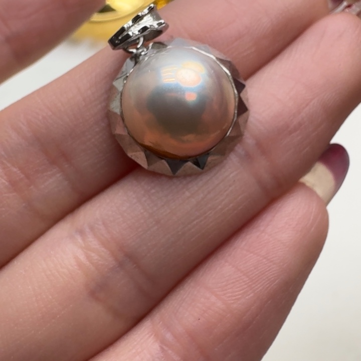 拼合珍珠（马贝珠）颈饰银S925镶嵌