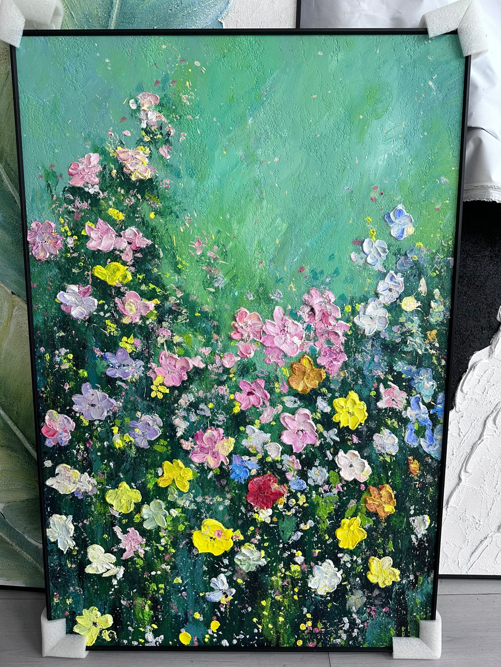 Y37肌理画漫花野风格玄关沙发背景墙挂画