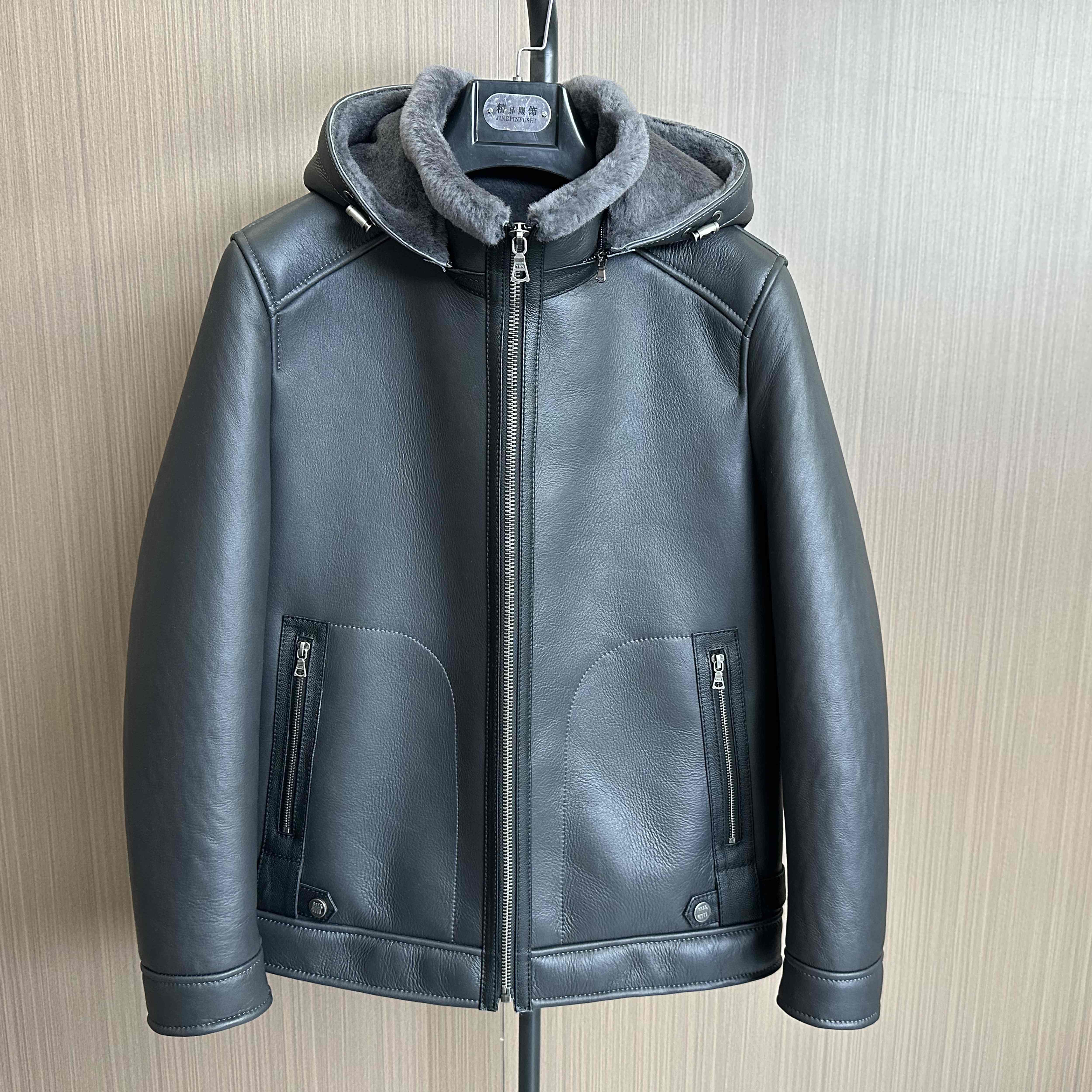 商务极简休闲原生态羊皮皮毛一体进口美利奴男士冬季保暖加厚真皮