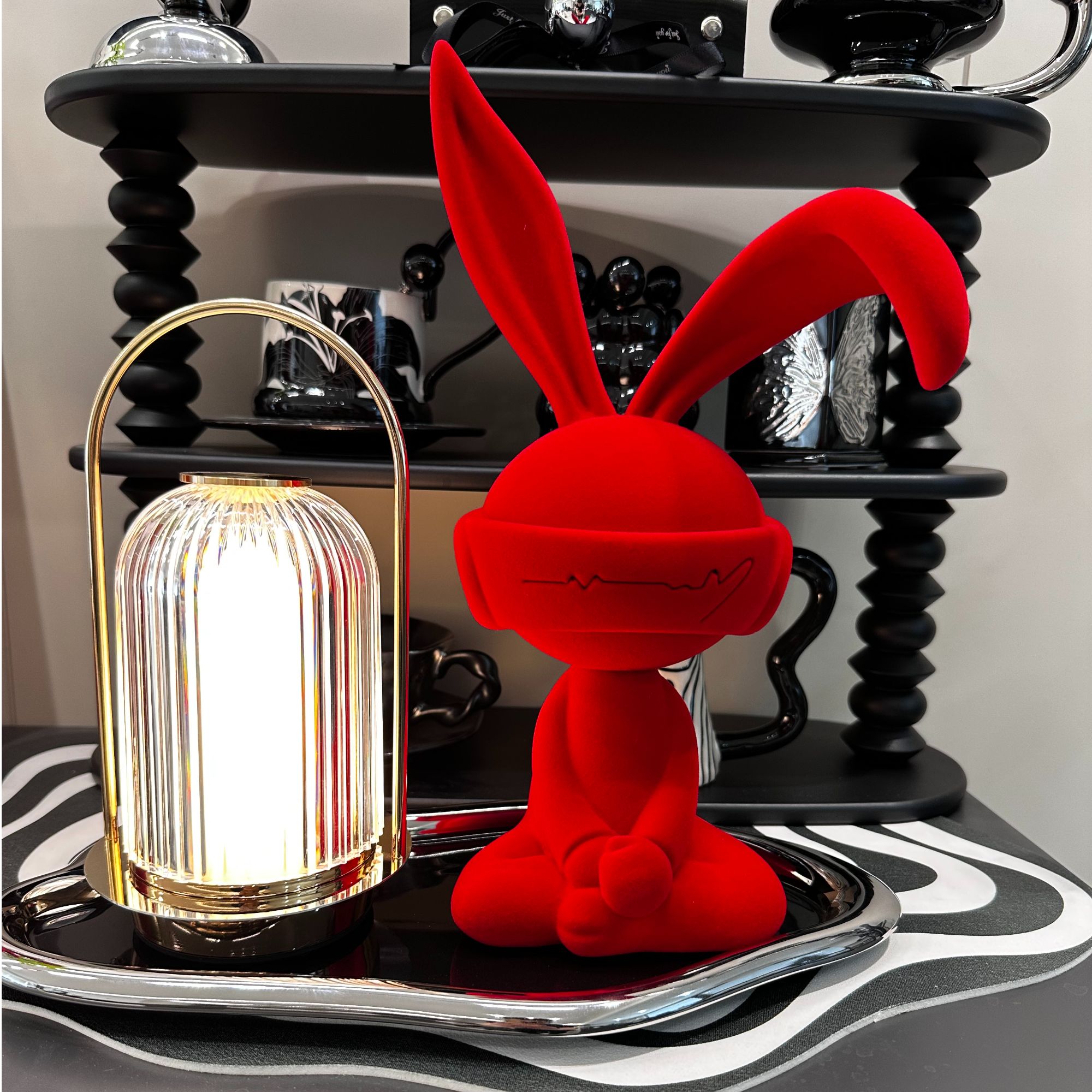 休闲兔子坐姿摆件卡通创意现代轻奢客厅酒柜电视柜入户玄关装饰品