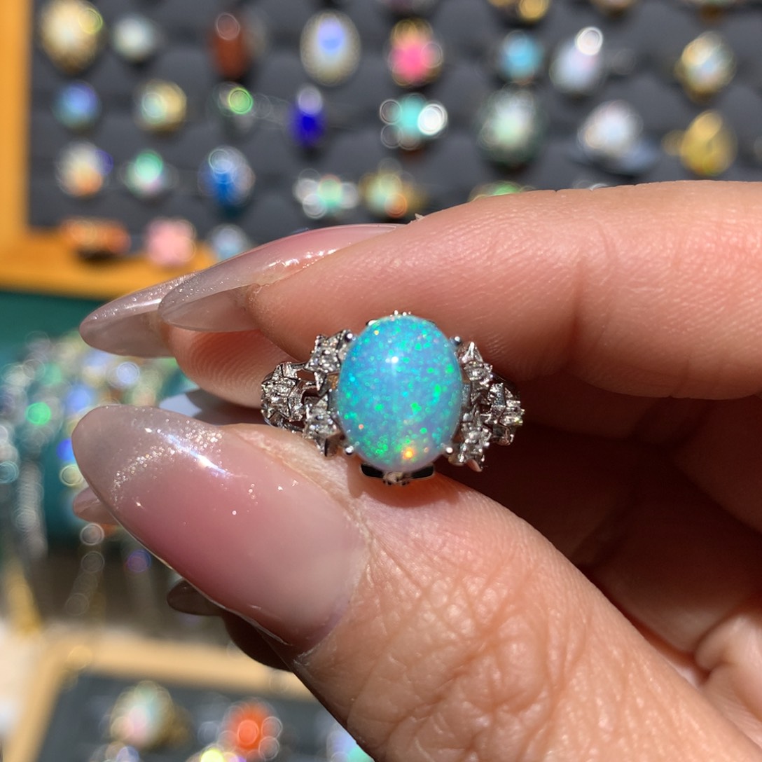 欧泊福利戒指银S925镶嵌