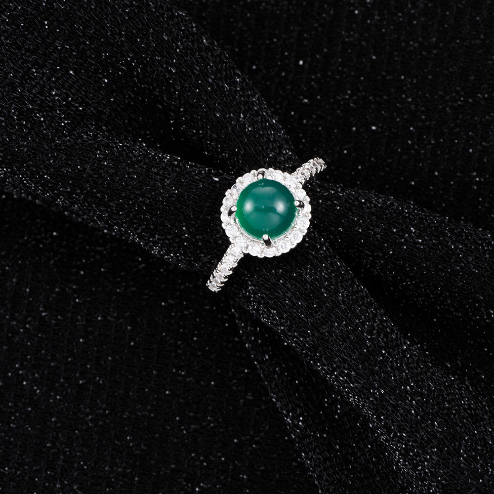 天然玉石珠宝 s925银 松间鹤影 岁岁长青 戒指s0119