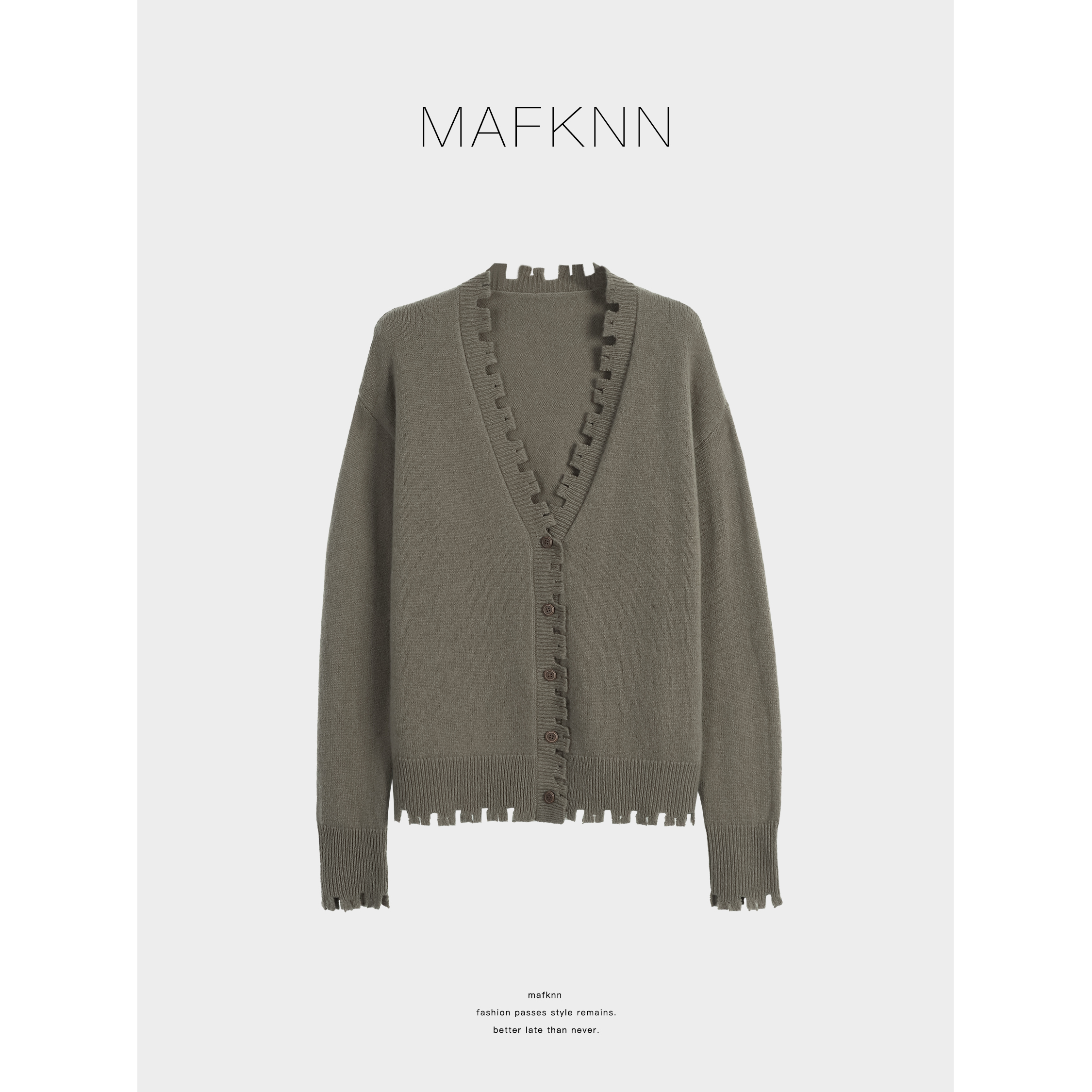 MAFKNN/玛肯时尚休闲简约纯色百搭纽扣绵羊毛毛衣MK13859