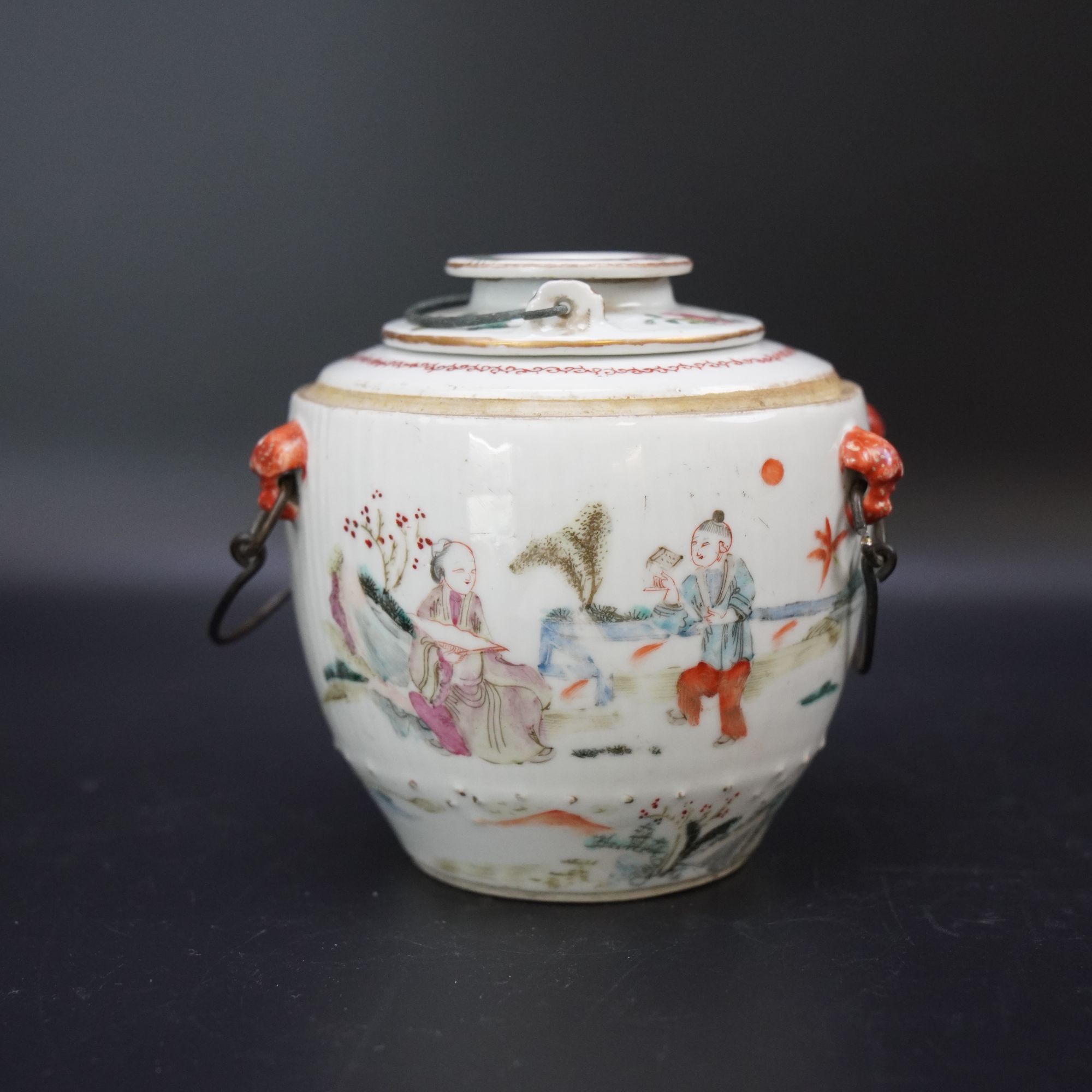 Lot.25110394清光绪粉彩人物故事暖壶 高：约13.1cm