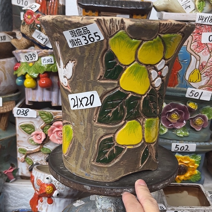 雨***鲤粗陶材质多肉花盆365