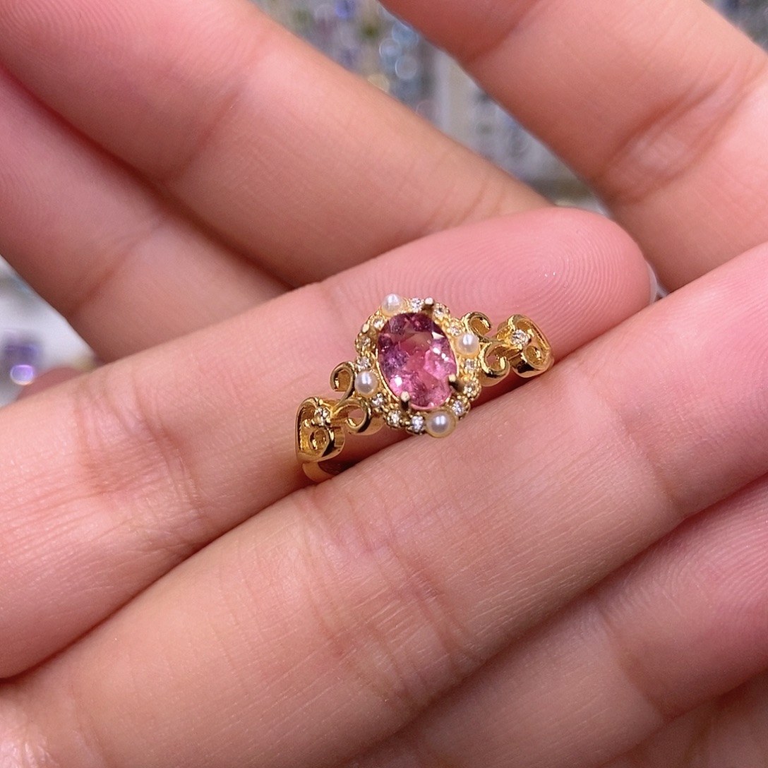 银S925镶嵌戒指碧玺