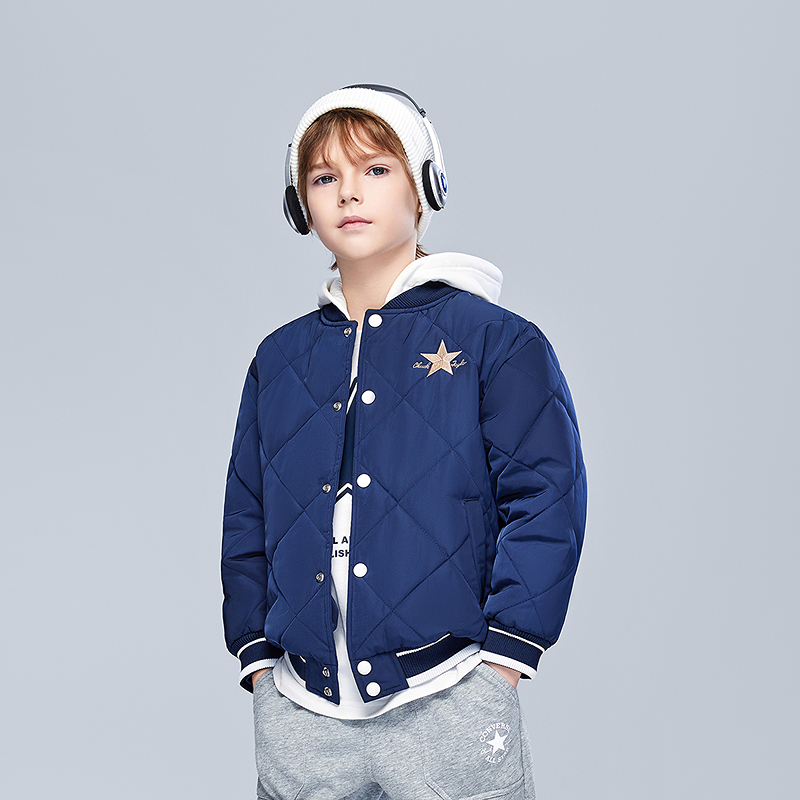 Converse匡威儿童棉服冬季男女童时尚保暖连帽夹棉棒球服外套H815