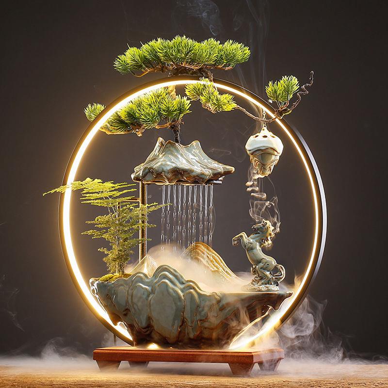 创意中式循瓷流水器喷泉客厅办公室桌面家居摆件开业