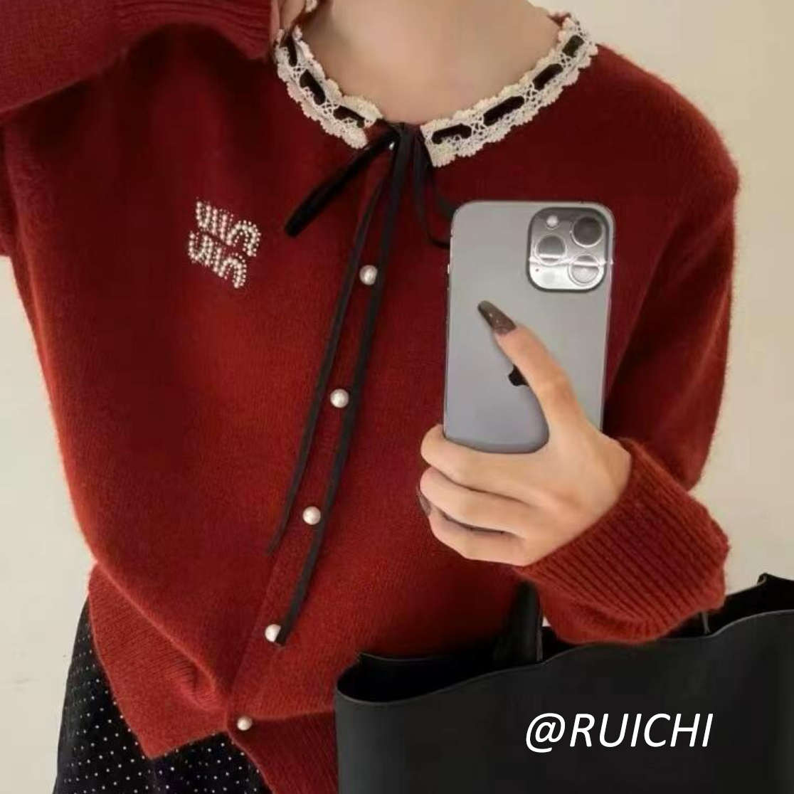 高阶质感！软糯舒适款系带女款钉珠字母百搭时尚针织衫
