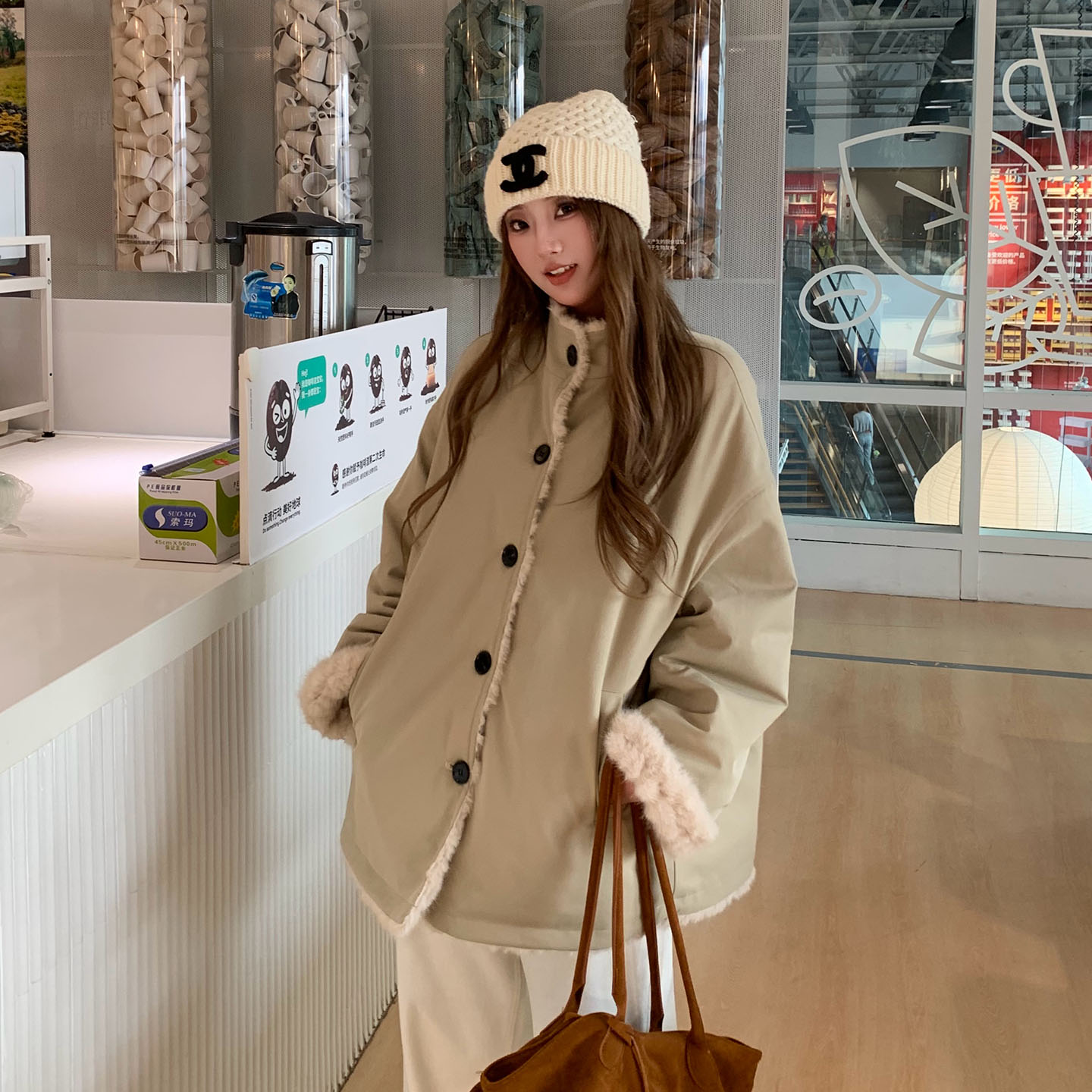 【饭饭自制】【韩里韩气】双面穿保暖毛毛外套