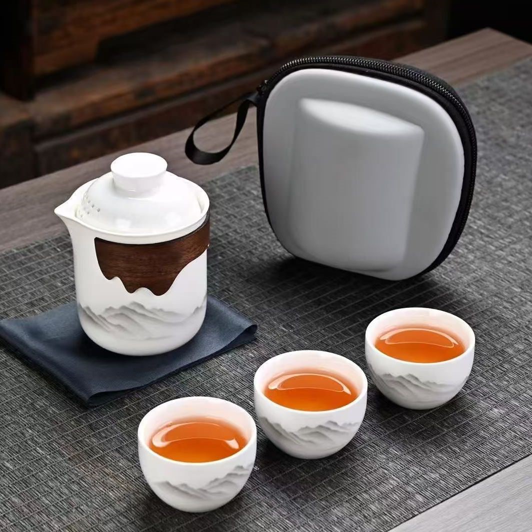 MC0562水墨山水旅行茶具小套装便携快客杯一壶三杯