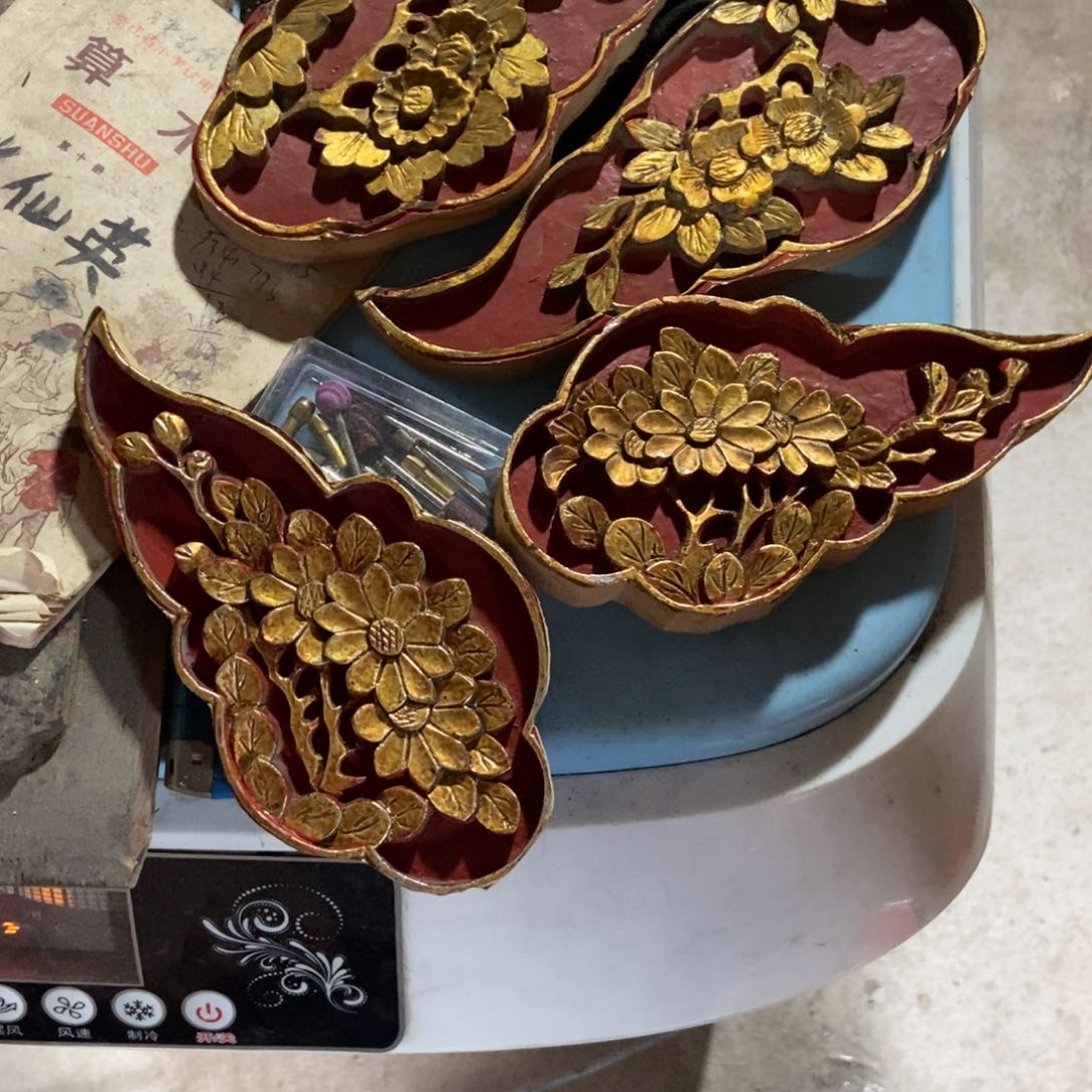 木好***人深雕花卉小花板2对