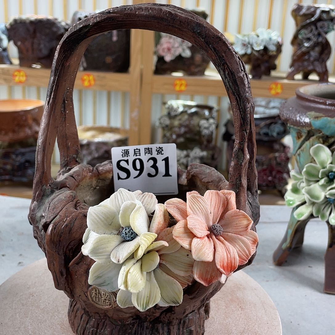 紫砂花盆景德镇陶瓷花盆931