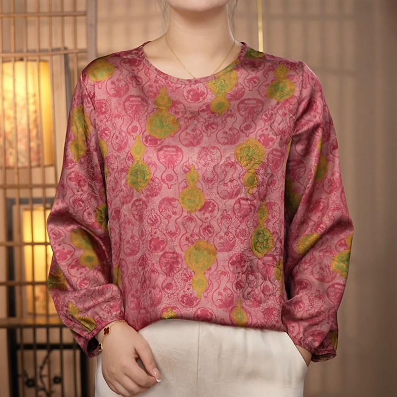 【180八宝葫芦】2025年新款长袖国风圆领气质常规款衬衫