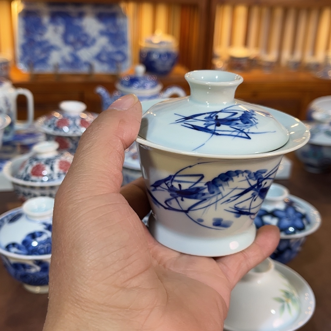 錡镇堂手工手绘盖碗