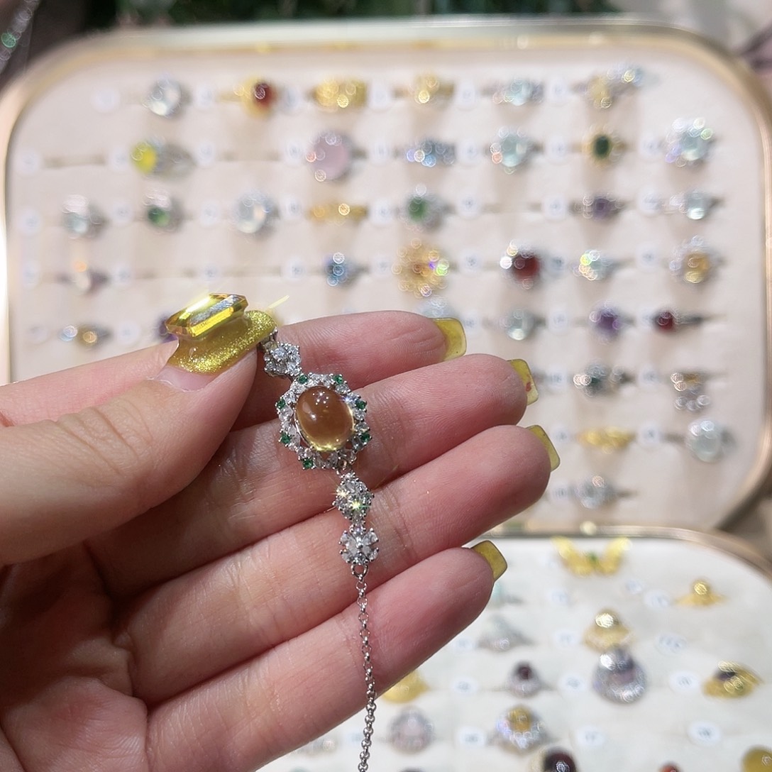 蛇纹石玉戒指银S925镶嵌