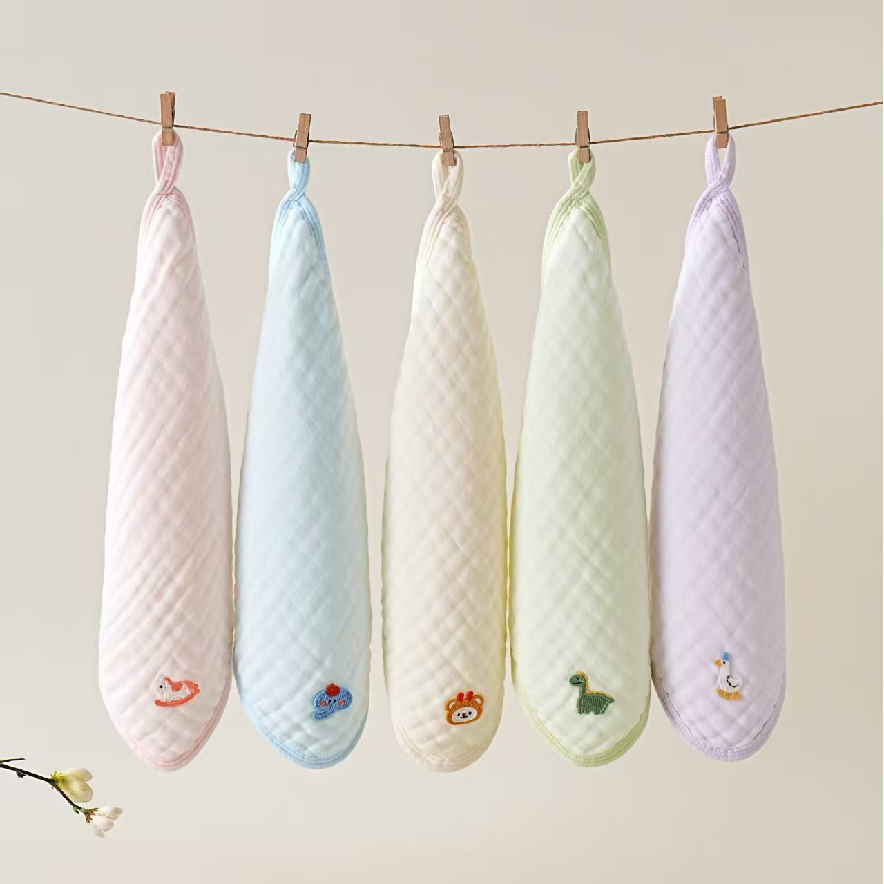 婴幼儿六层竹棉玛卡龙泡泡纱方巾