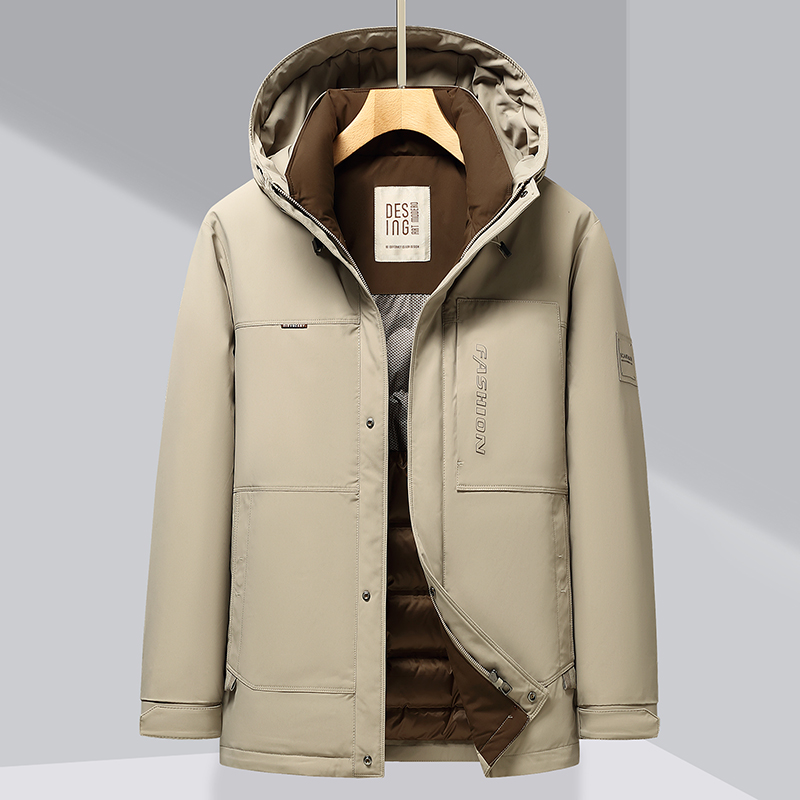 冬款男式羽绒服连帽厚款保暖加绒防风户外男士外套休闲9K5BLCP17