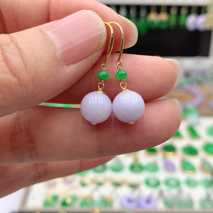 翡翠18K金镶嵌耳饰