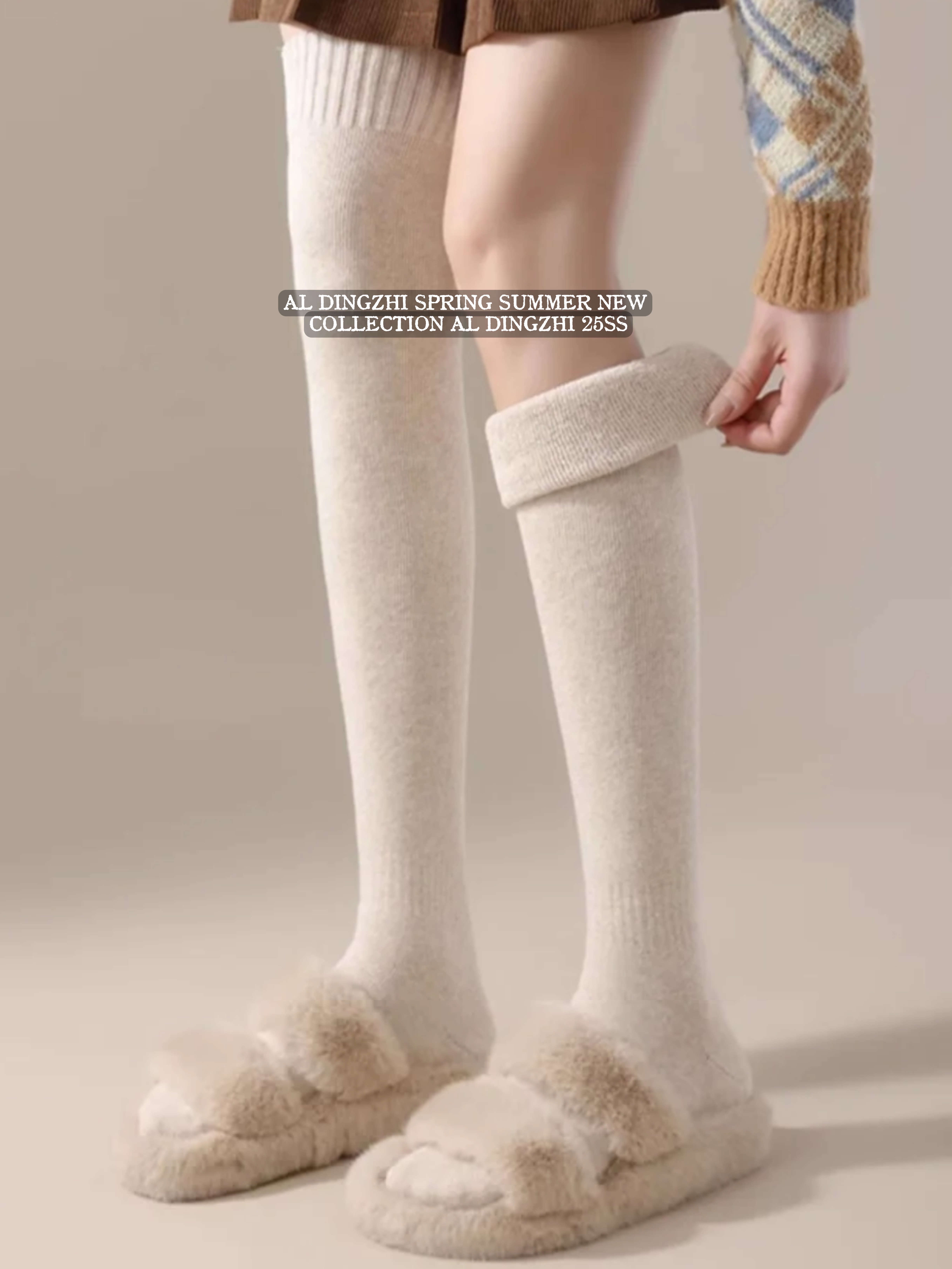 AL DINGZHI 一眼就爱上～保暖冬季女长筒袜植绒透气 chao显瘦过膝