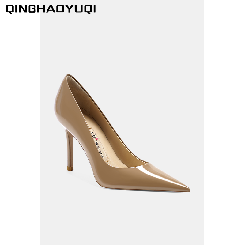 刘亦菲玫瑰的故事春夏新款通勤尖头职业工作高跟鞋深口真皮单鞋女