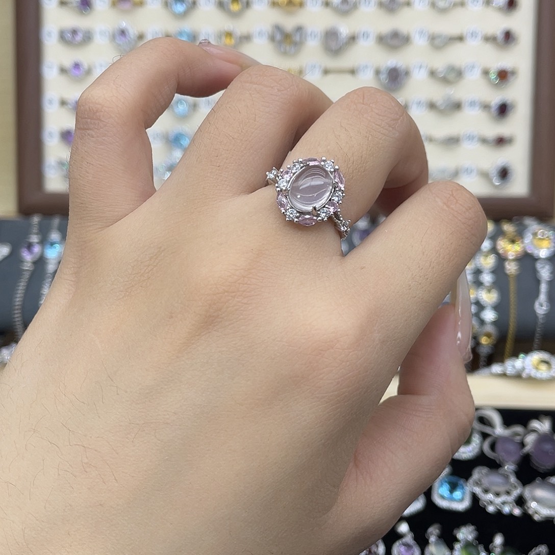 银S925镶嵌芙蓉石戒指