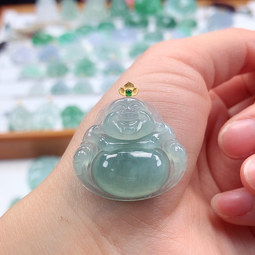 【闪购商品】翡翠吊坠(赠链)18K金镶嵌