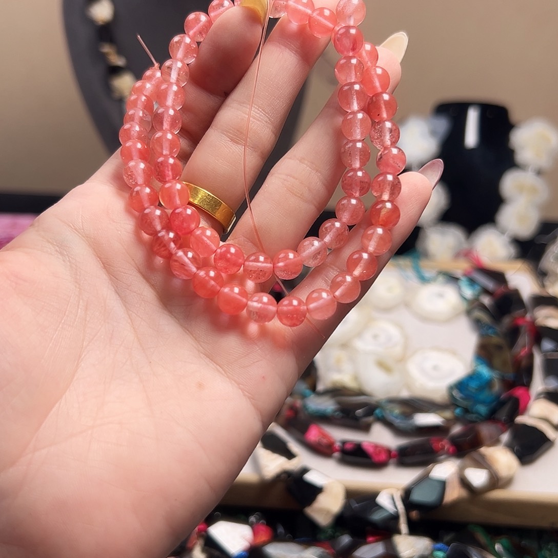 乔***一玛瑙/玉髓合金珠宝半成品b446 西瓜晶一条
