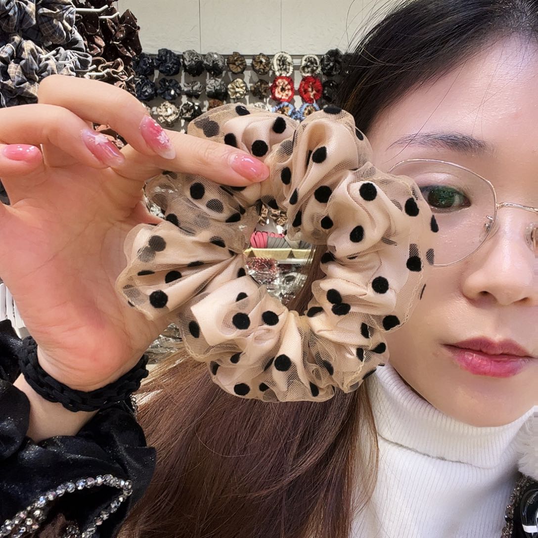 布艺非金属套肠植绒波点浅色