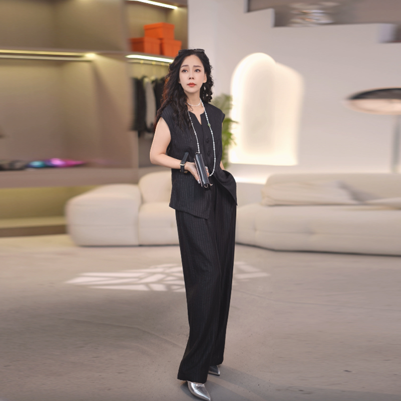 新款2025轻熟风老钱风极简风时尚套装工作显瘦上衣女士裤子608