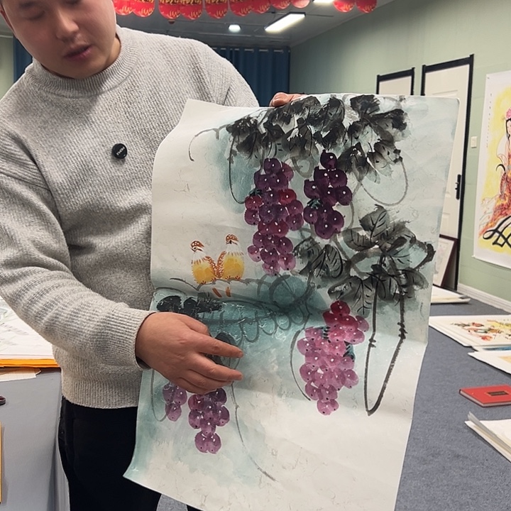 国画我们一起努力奋斗加油