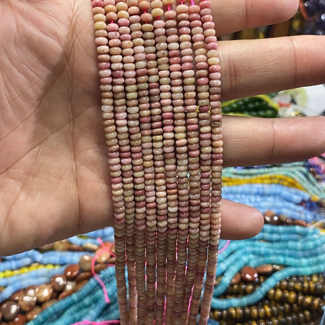 玛瑙/玉髓未镶嵌珠宝半成品天然红纹石一条卡4mm