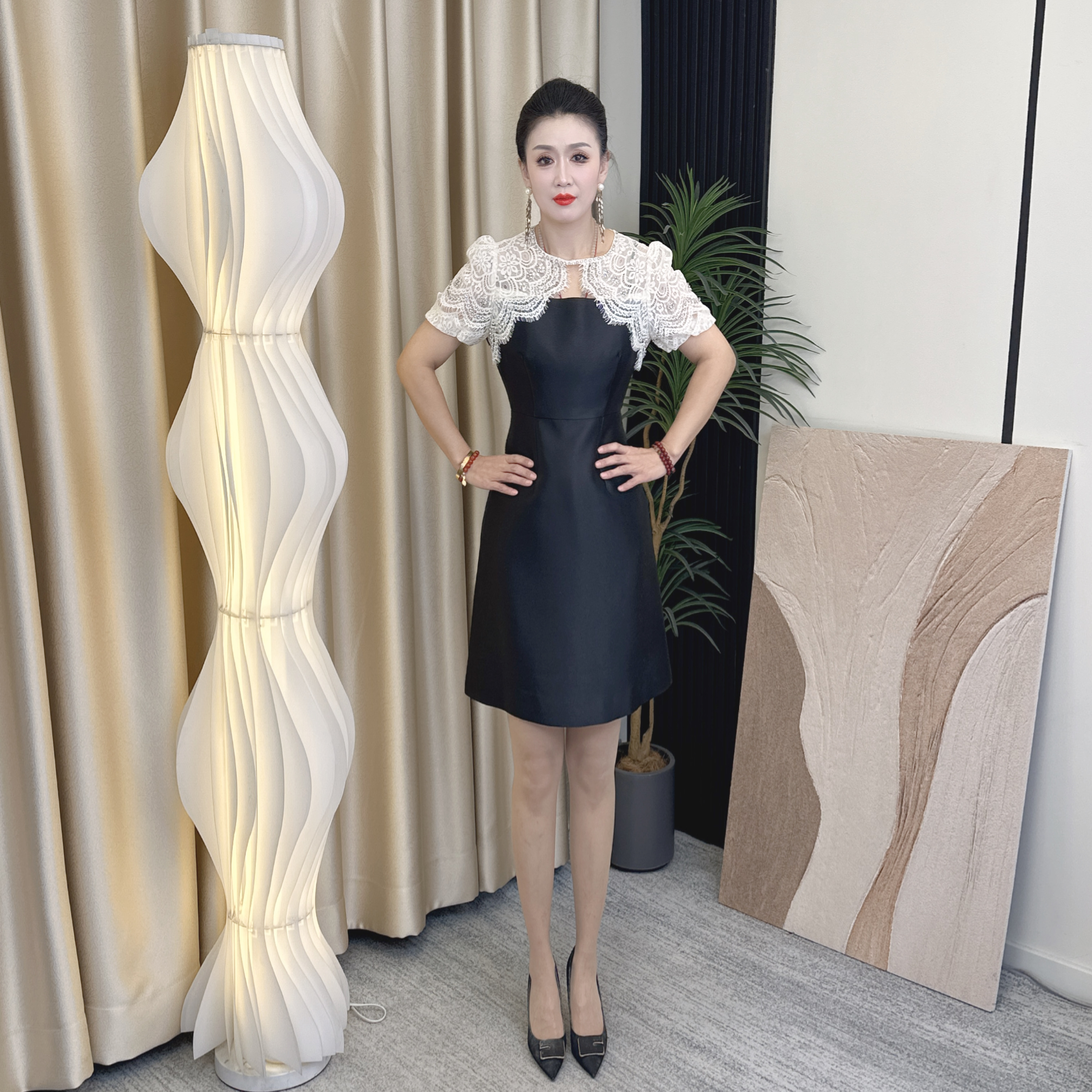 A82连衣裙女士优雅礼服修身收腰时尚设计师