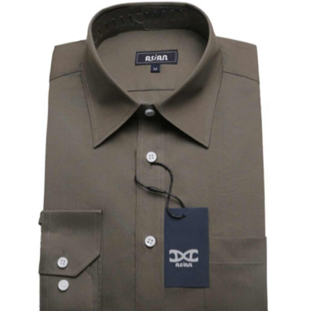 全棉男士奶咖啡长袖衬衣