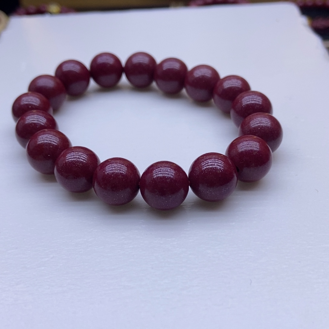 天然辰砂紫金砂12素圈19颗