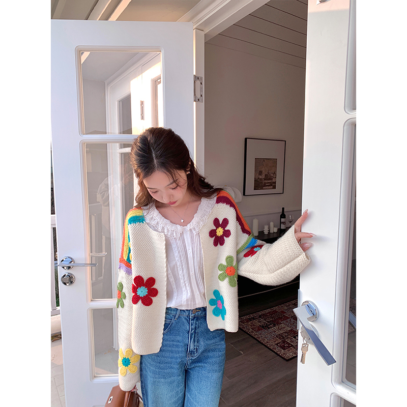 CHERI.Z典藏版 手钩工艺重磅 繁复小花缤纷彩虹开衫C25A05072Z