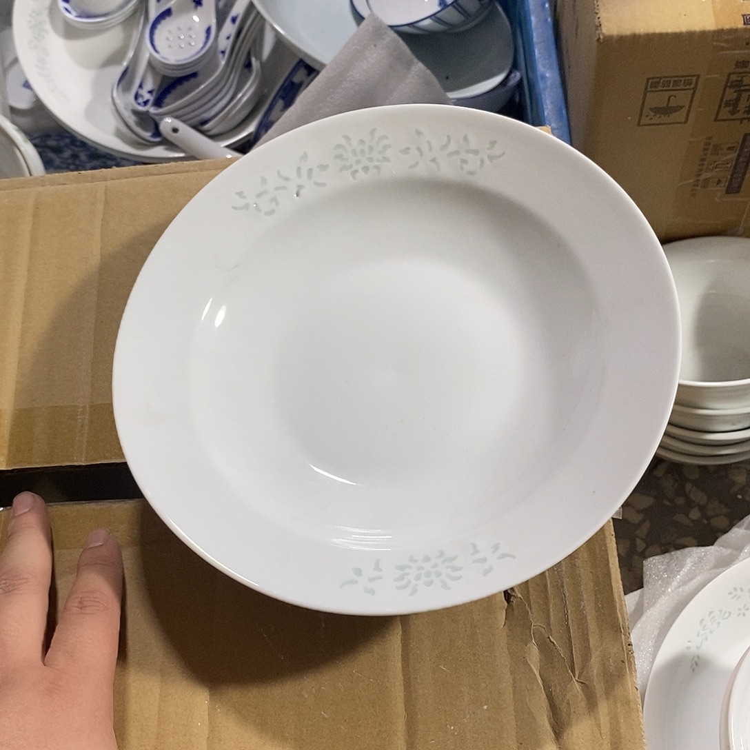 摆件瓷8寸高温玲珑瓷盘2支
