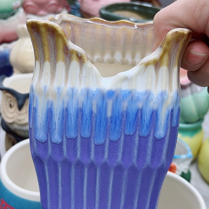 多肉绿植陶瓷花盆9.9包邮，有孔