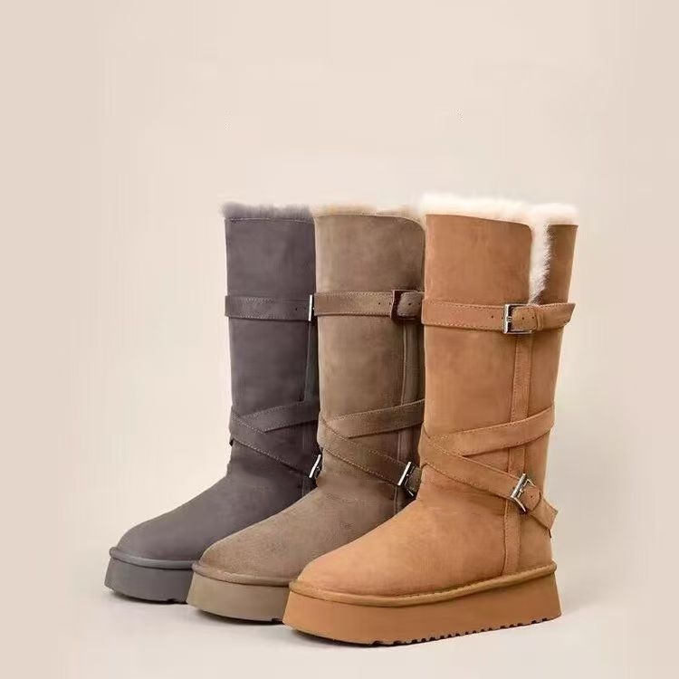【现货+运费险】2025新款搭扣冬季中长筒保暖厚底时尚雪地靴女 P