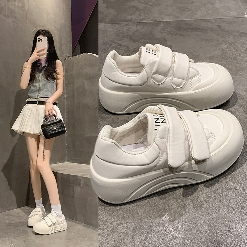 【闪嫂专属】圆头厚底大头鞋女魔术贴休闲鞋丑萌鞋增高百搭小白鞋