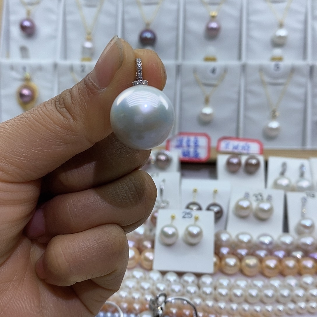 淡水珍珠项链银S925镶嵌蓝***?