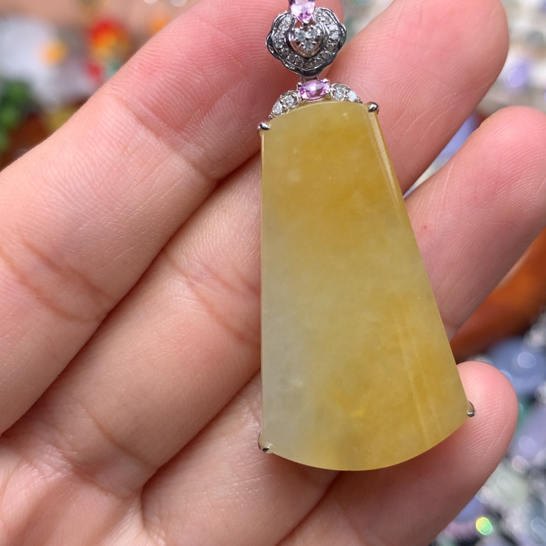 吊坠(不含链)18K金镶嵌翡翠