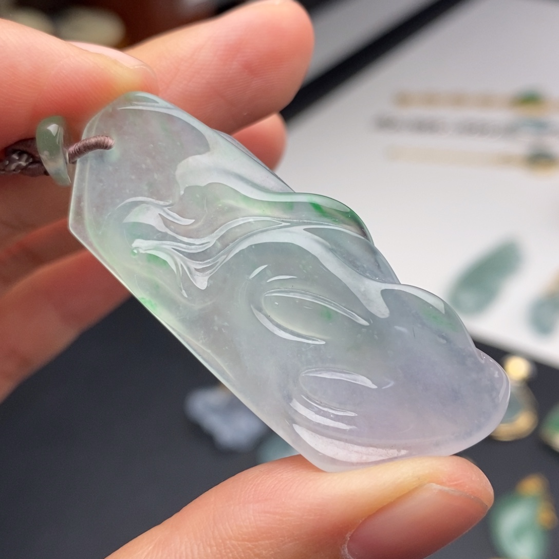 翡翠未镶嵌颈饰  力争上游