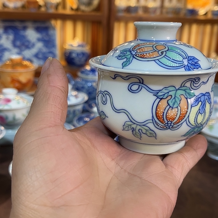 錡镇堂手工手绘盖碗