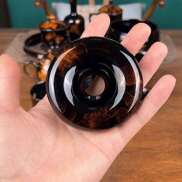 摆件玳瑁釉甜甜圈盖置