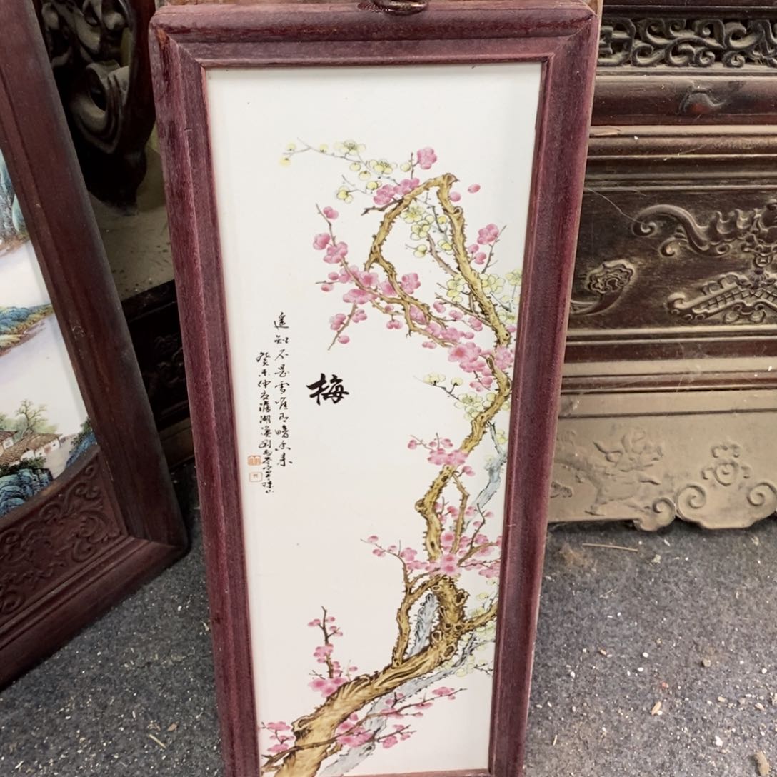 瓷片53*21*1景德镇瓷板画柴窑烧制