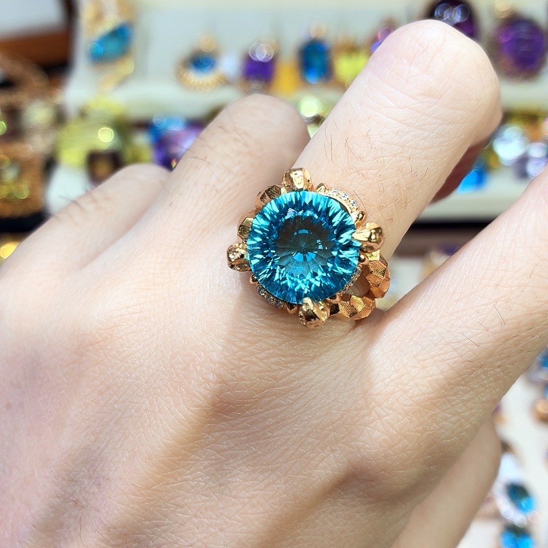 托帕石戒指银S925镶嵌