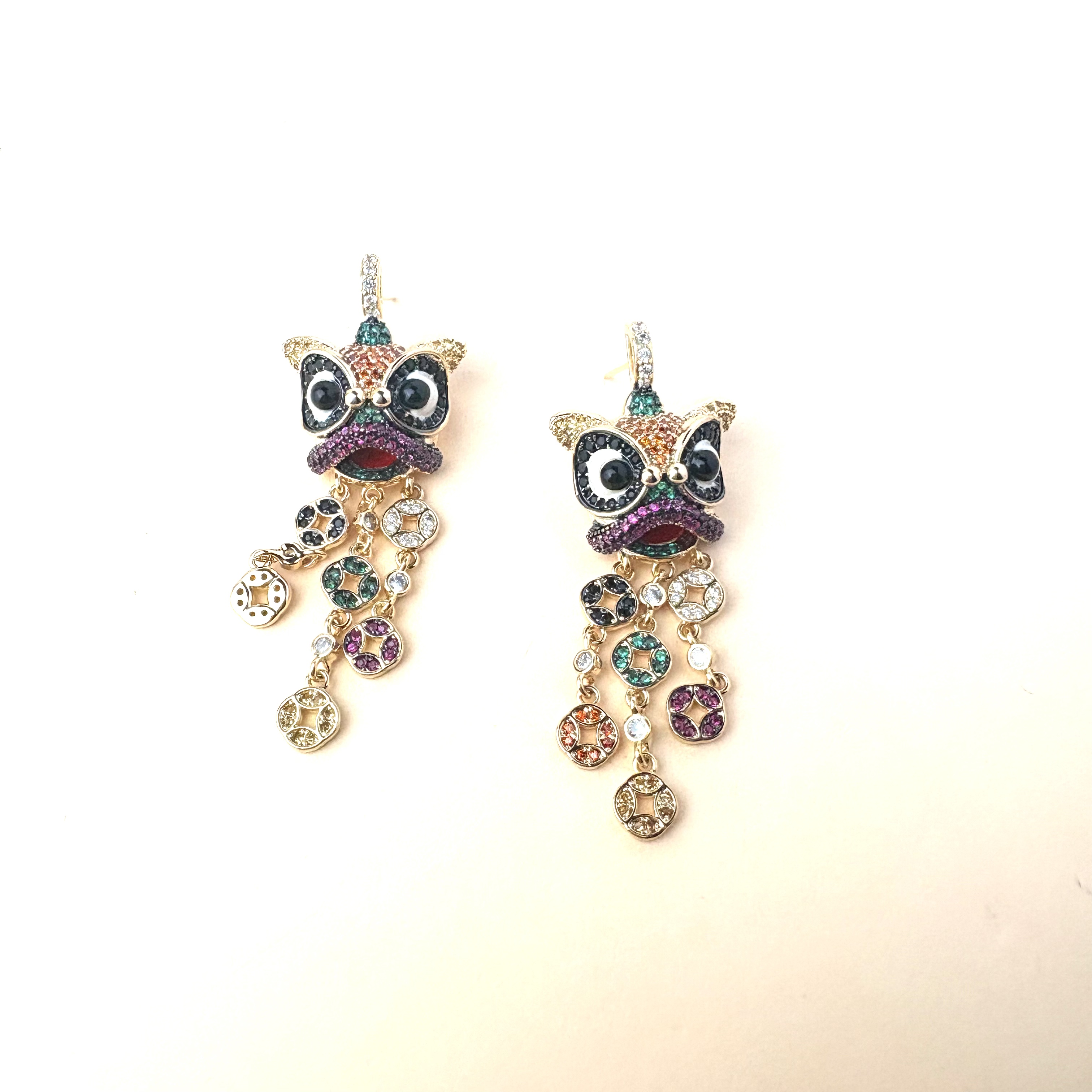 重工中国风精致醒狮耳环